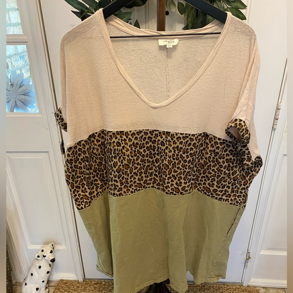 Umgee Boho Animal Print Leopard Print Color Block… - image 1